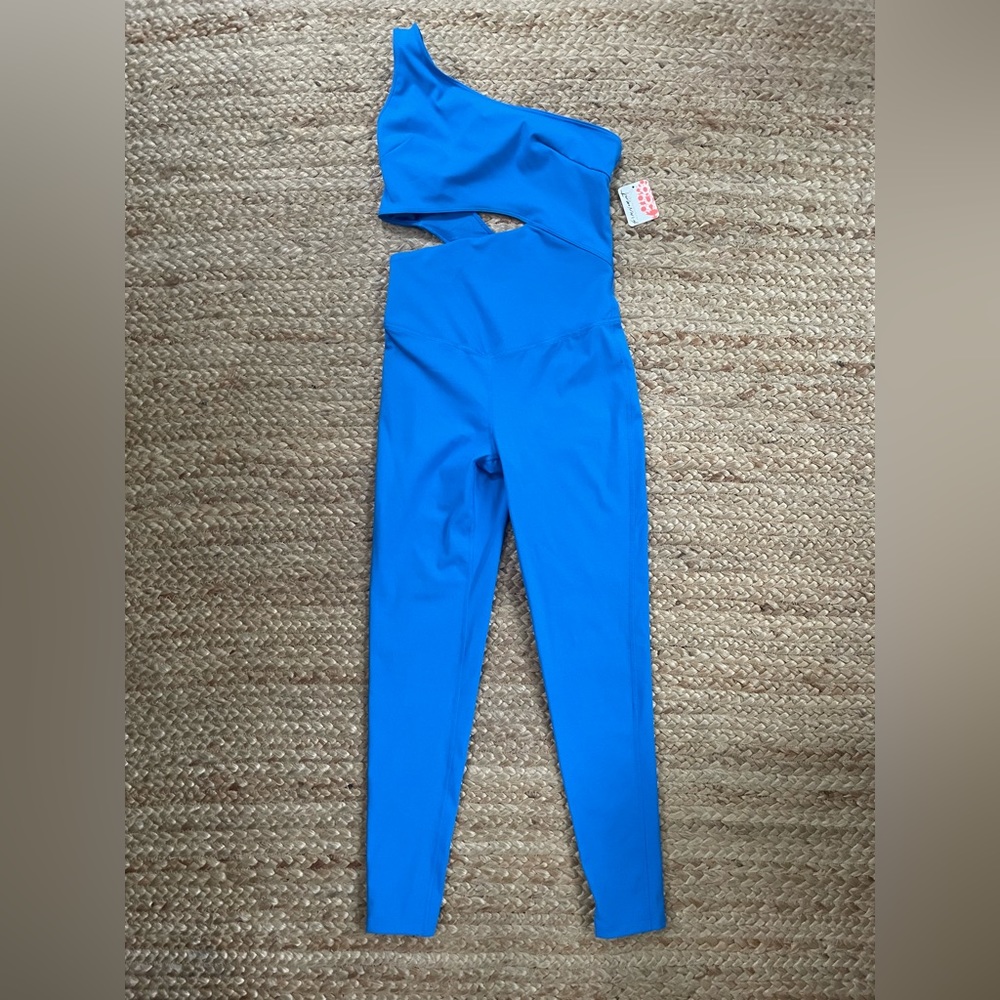Free People One-Shoulder Cutout Jumpsuit in Bright Blue - Picture 4 of 11